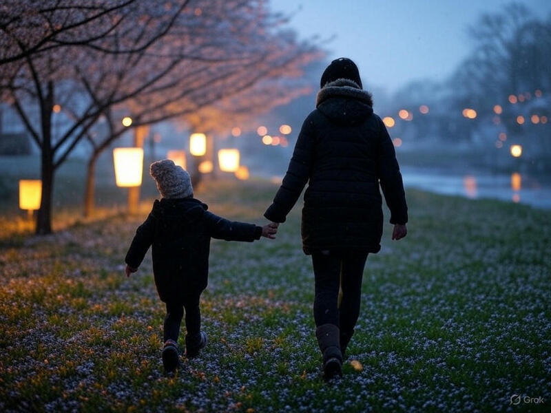 parent and child walking